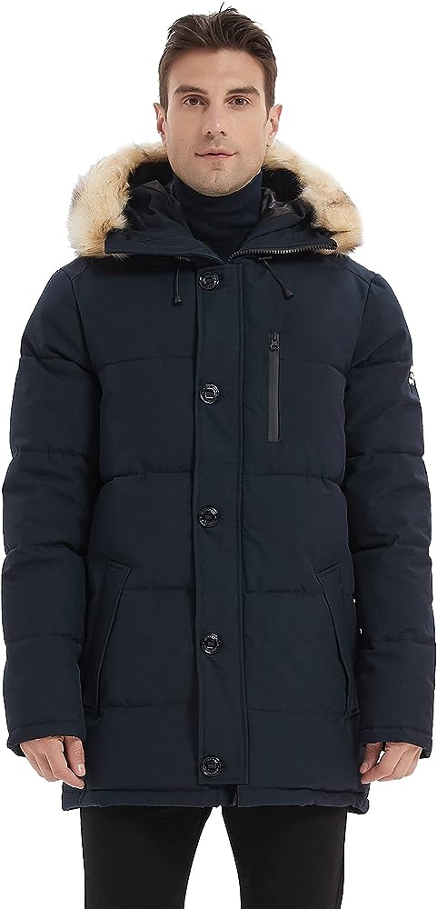 PUREMSX Puffer Jacket Men, Winter Warm Windproof Quilted Insulated Padded Parka Coats