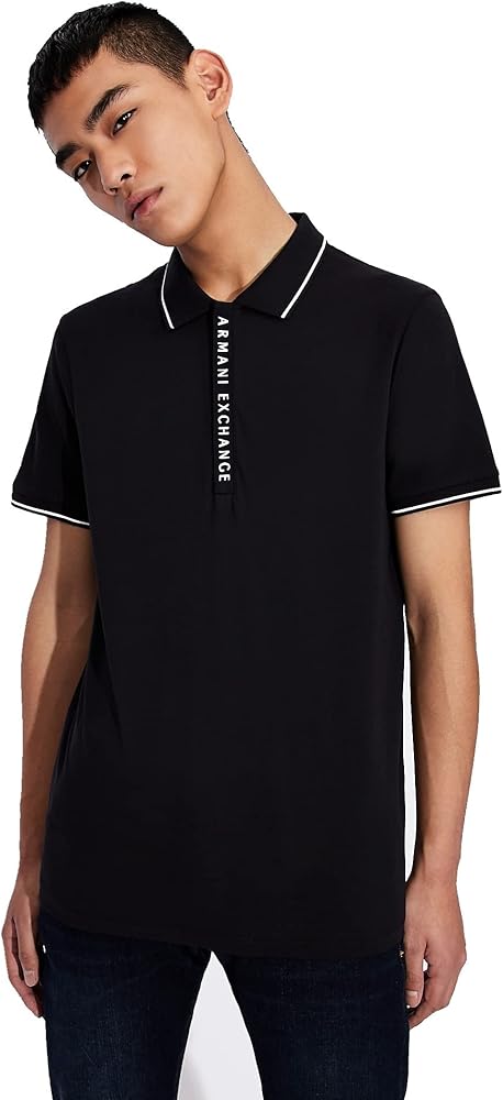 A|X ARMANI EXCHANGE Men's Logo Zip Jersey Polo