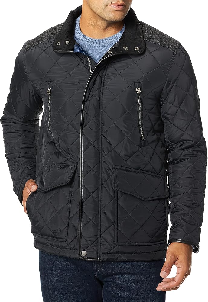 Cole Haan Men's Quilted Jacket with Wool Yoke