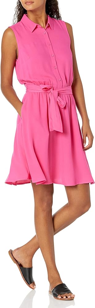 Amazon Essentials Women's Sleeveless Woven Shirt Dress