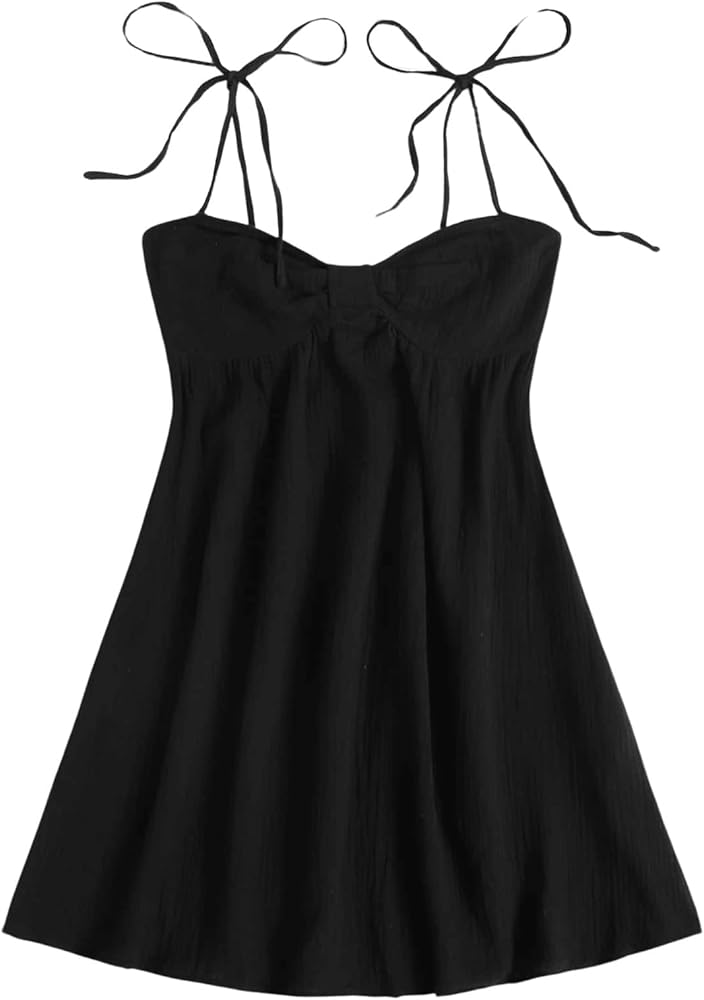 SOLY HUX Women's Tie Shoulder Cami Dress Spaghetti Strap Mini Summer Dresses