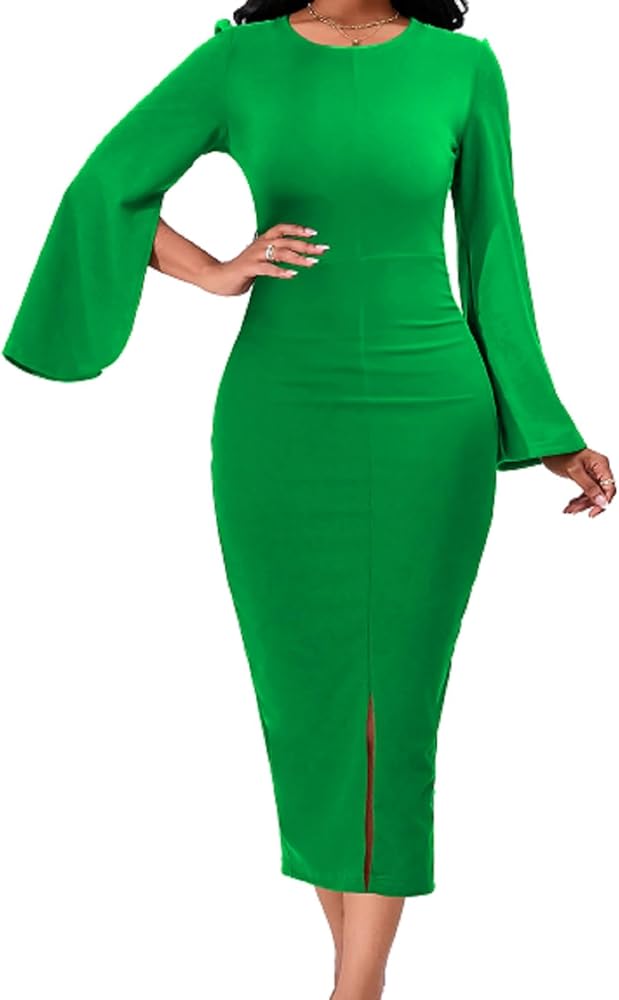 IbuduSexy Church dresses for women elegant sexy business outfits for women Solid Color pencil dress for women