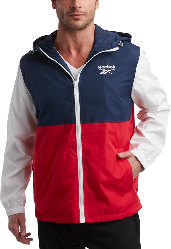 Reebok Men's Jacket - Lightweight Performance Windbreaker - Full Zip Weather Resistant Spring Coat (S-XL)