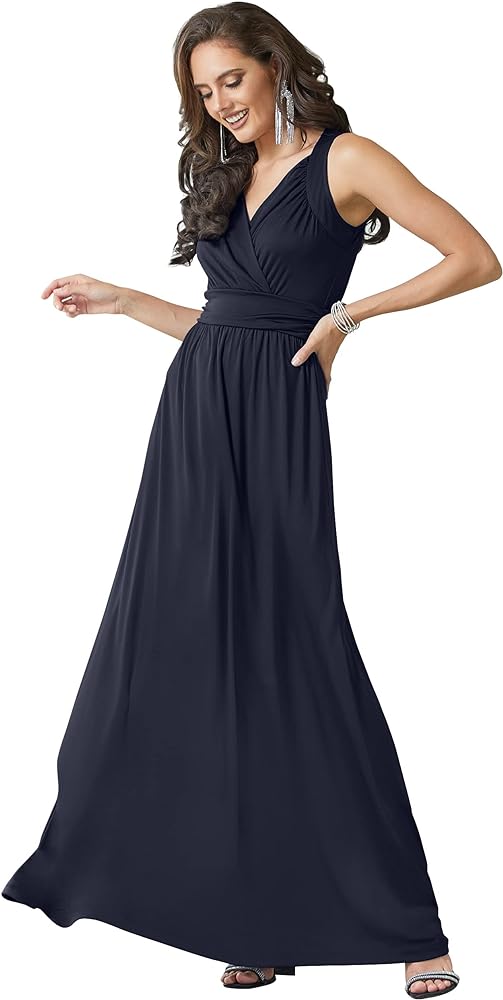 KOH KOH Womens Long Sleeveless Flowy Bridesmaid Cocktail Evening Gown Maxi Dress