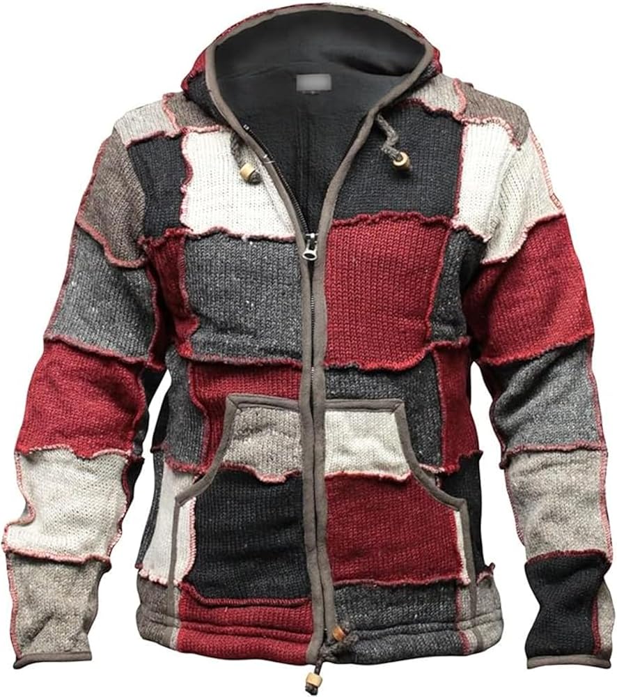 Shopoholic Fashion Mens Winter Patch Wool Hippie Jacket