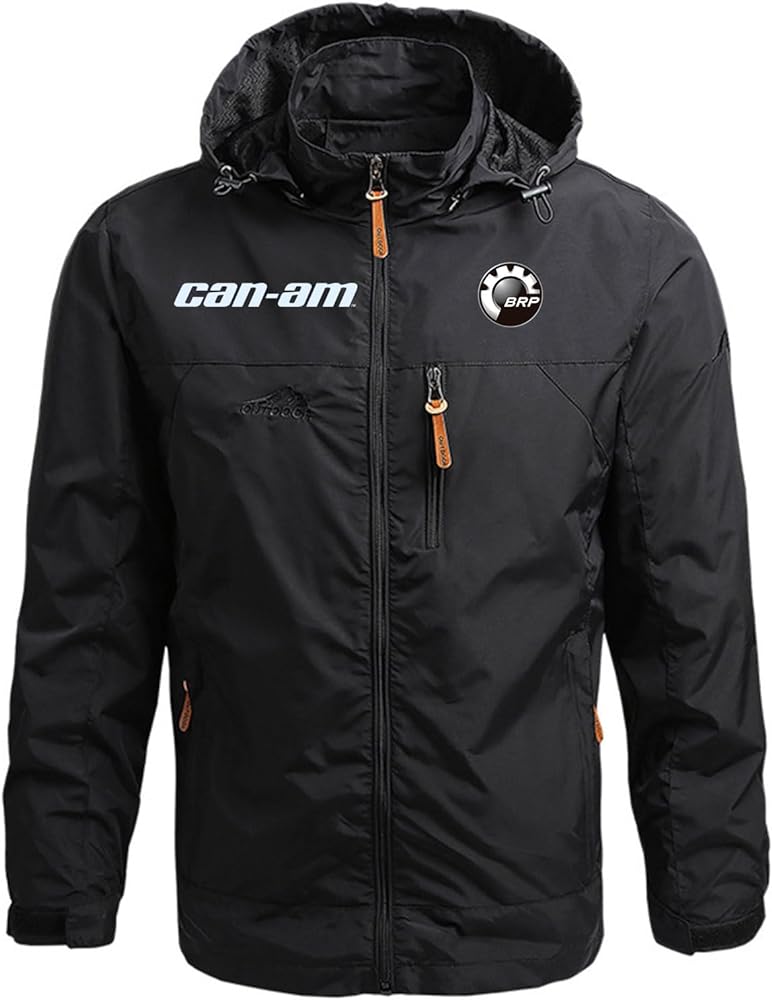 Men's Hooded Jacket for Can-am Print Jackets Outdoor Stand Collar Coat Multi Pockets Sweatshirts Windbreaker Gift