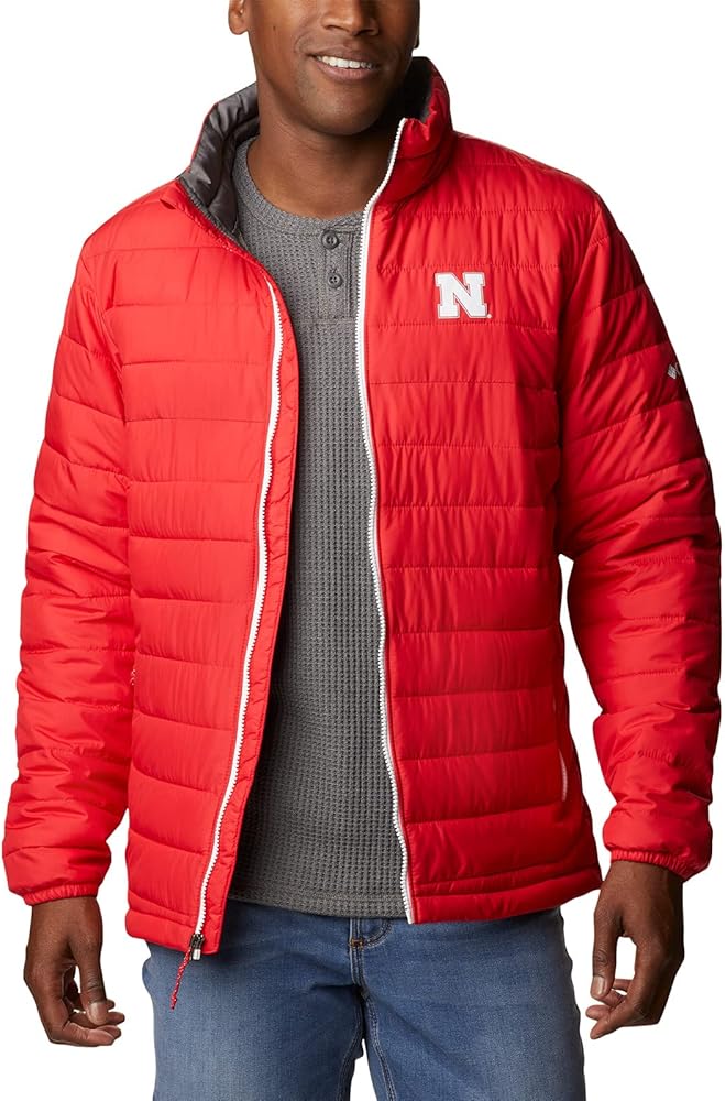 Columbia Men's Collegiate Powder Lite Jacket, NEB - Bright Red, X-Large