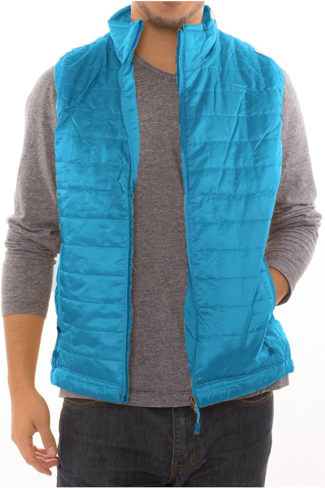 Men's Puffer Quilted Water Repellent Full Zipper Packable Vest Jacket Coat-Teal