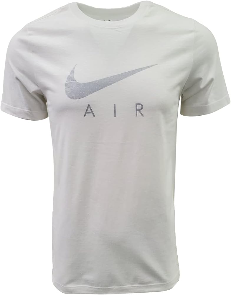 Nike Mens Swoosh Air Metallic Graphic Tee (Large, White/Silver)