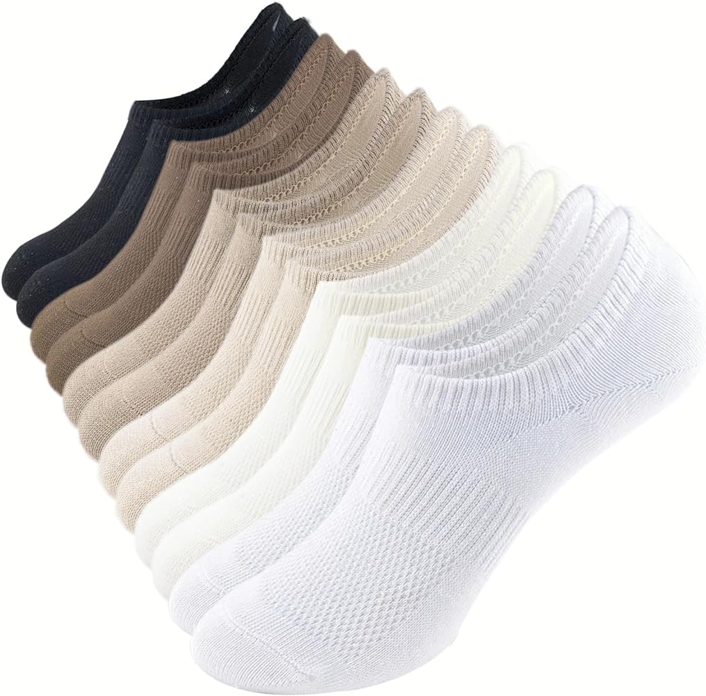 No Show Socks for Women Cotton Thin Low Cut Non Slip Invisible Liner Socks 6 Pairs