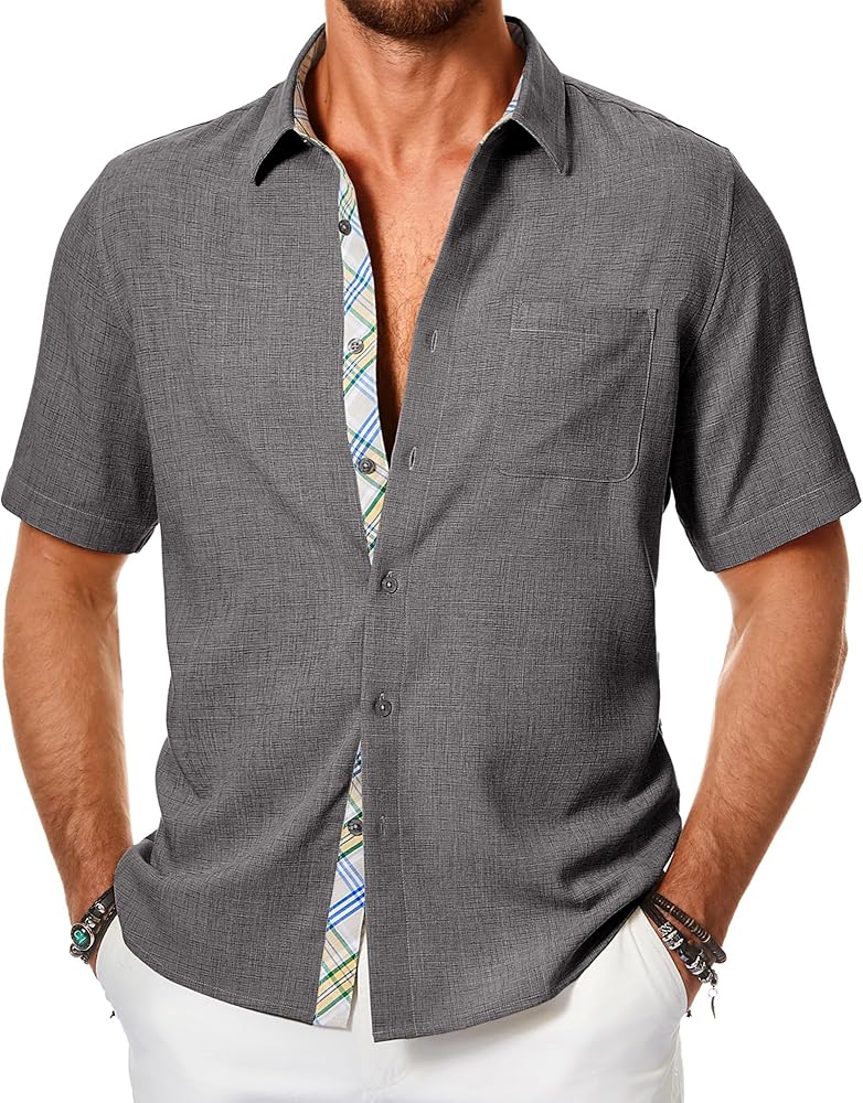 JMIERR Men‘s Shirts Short Sleeve Summer Button Down Casual Beach Hawaiian Shirt with Pocket