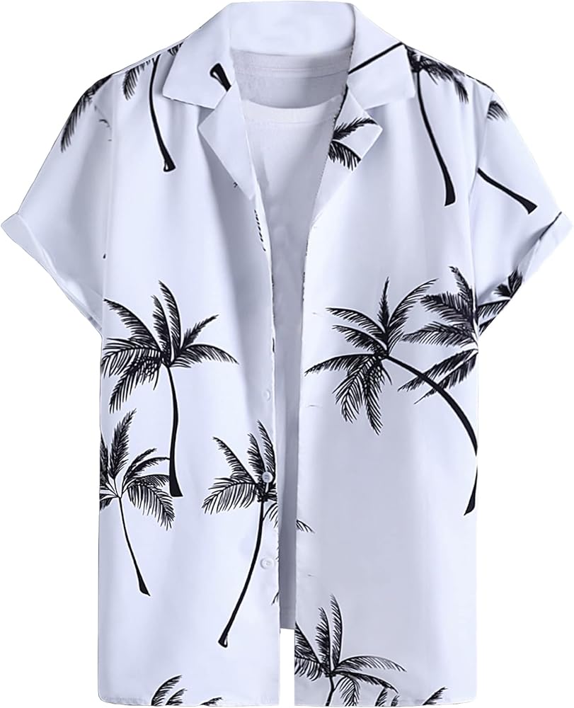 SOLY HUX Men's Summer Tropical Print Short Sleeve Button Down Shirt Casual Shirts