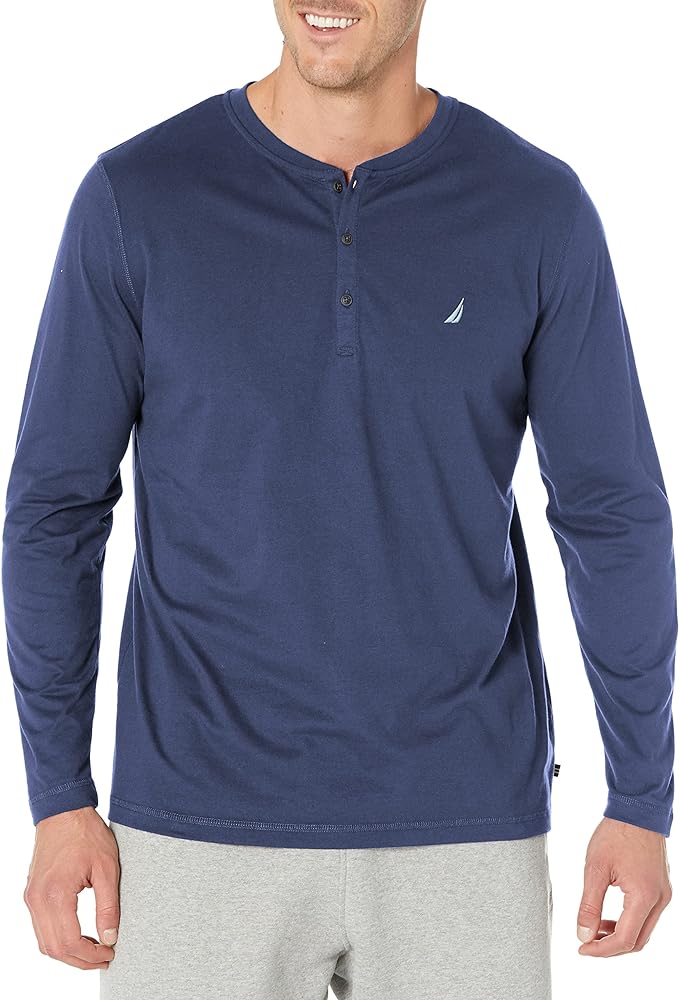 Nautica Men's Long Sleeve Henley Pajama Top