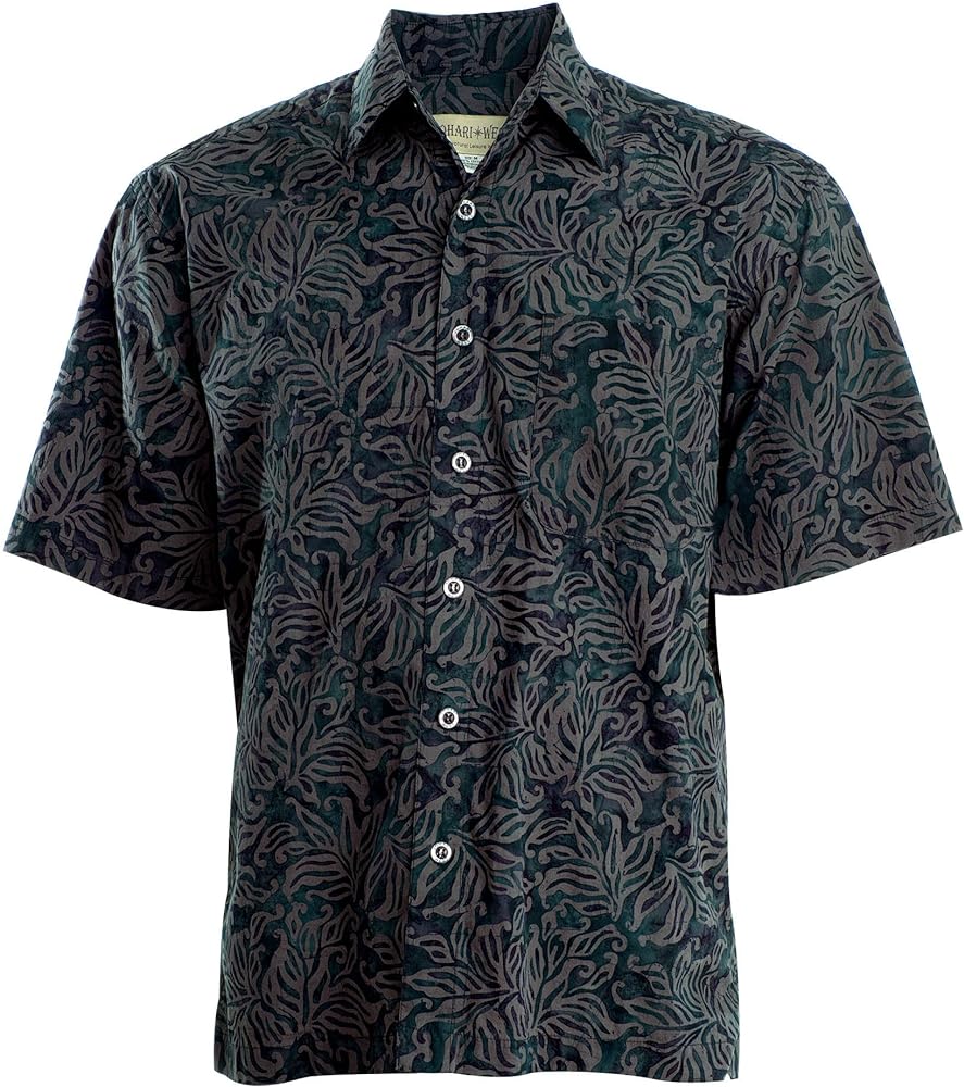 Johari West Autumn Gold Tropical Hawaiian Batik Shirt