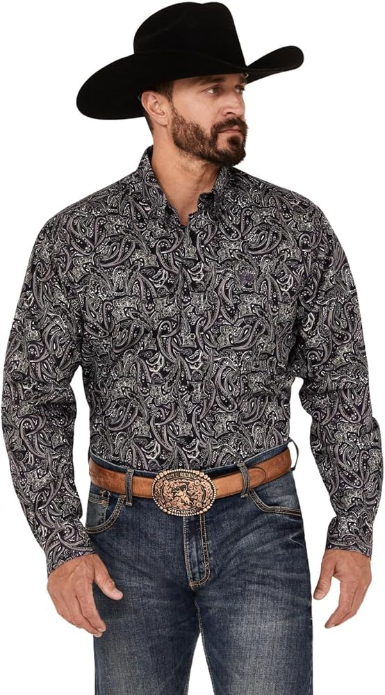 Cinch Men's Solid Grey Button Down Shirt