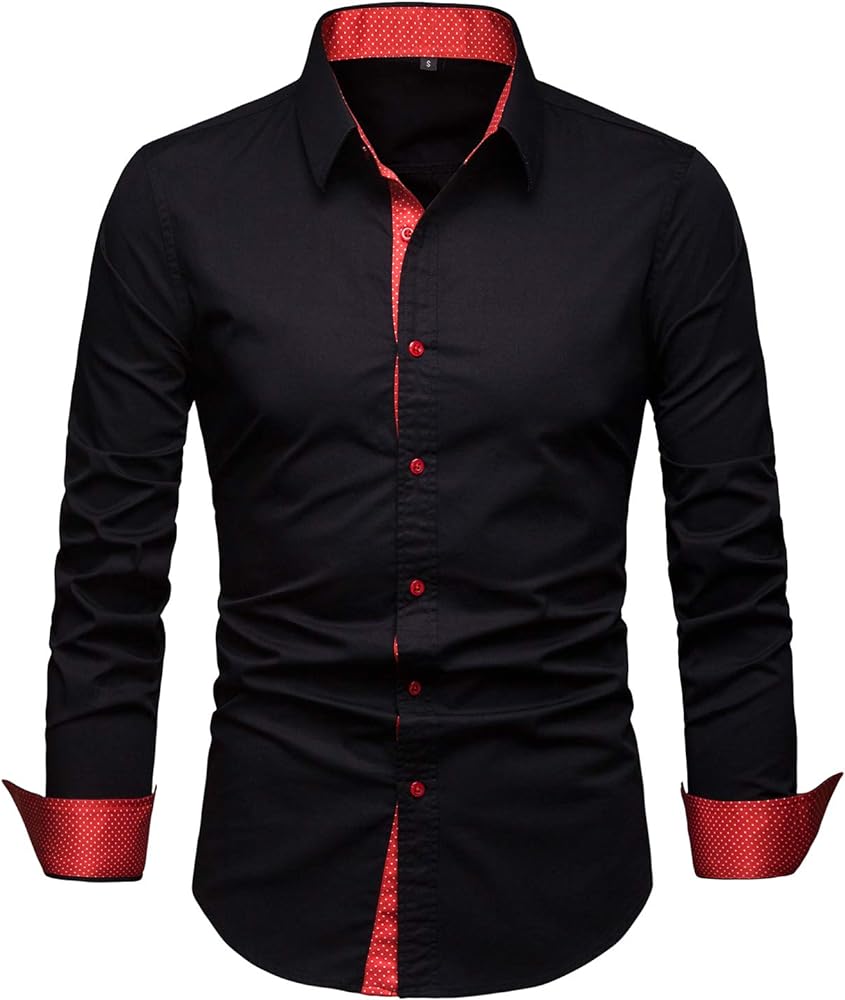 Men's Business Casual Long Sleeves Solid Button Down Dress Shirts