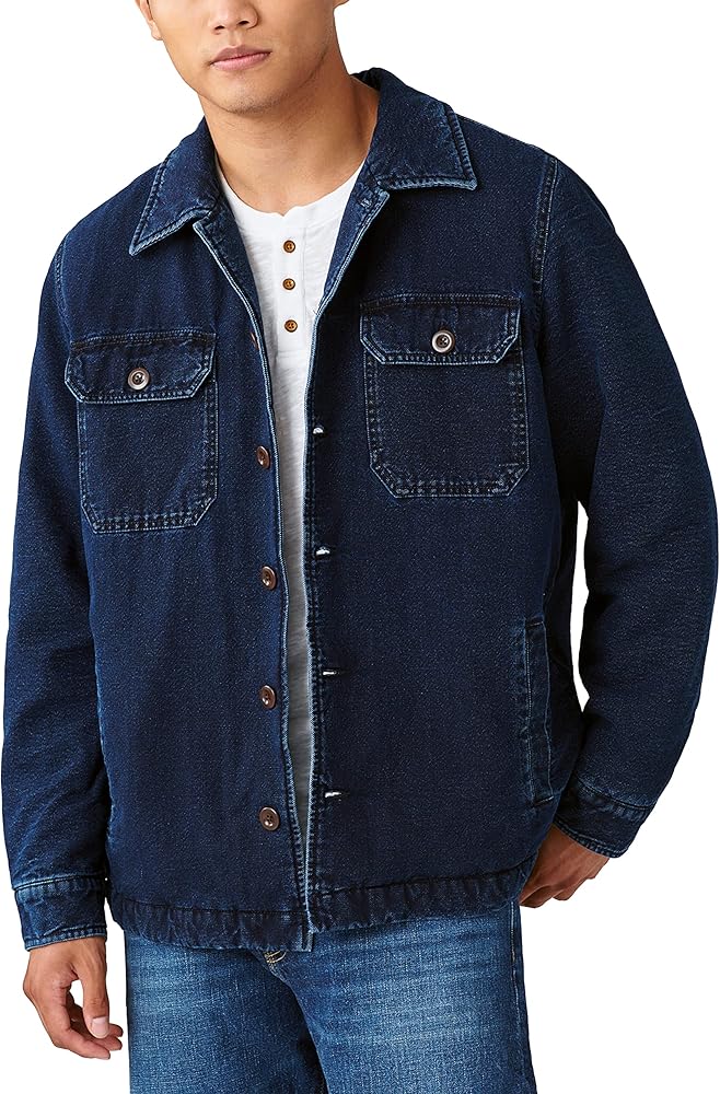 Lucky Brand Men's Sherpa Lined Indigo Shirt Jacket