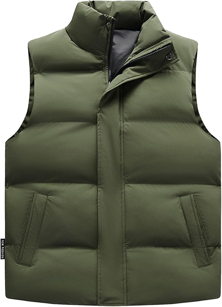 Men's Outerwear Vests Winter Puffer Standing Collar Down Cotton Slim Fitting Vest For Casual Outdoor, M-5XL