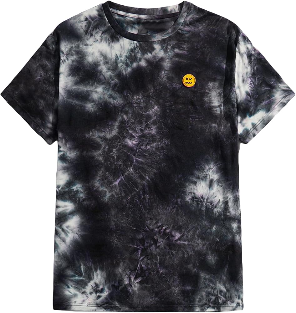 GORGLITTER Men's Tie Dye Round Neck T-Shirt Hipster Short Sleeve Crew Neck Tee