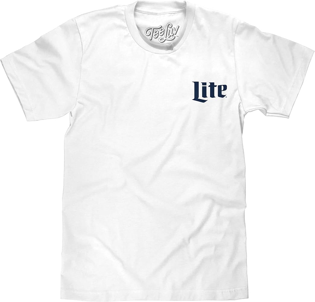 Tee Luv Men's Miller Lite Shirt - Front and Back Print Miller Light Beer Shirt