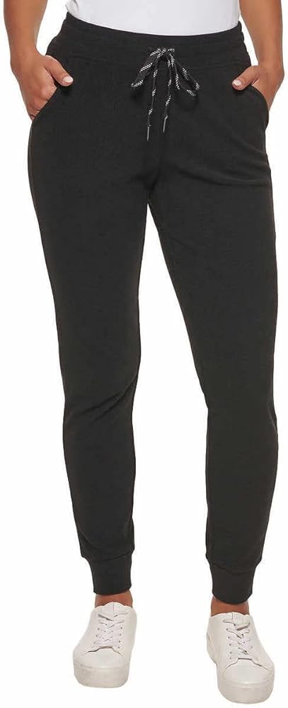 Marc New York by Andrew Marc Womens Ribbed Midweight Jogger (Medium, Black)