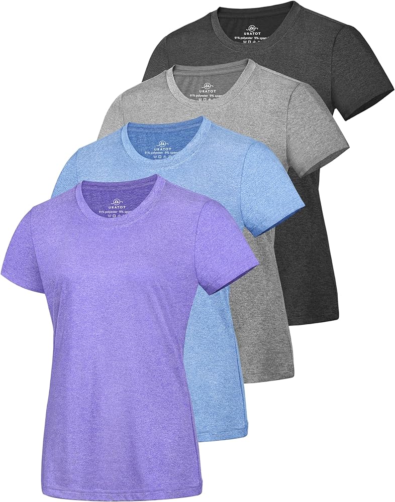 URATOT Women's Short Sleeve Moisture Wicking Athletic Gym T-Shirts Workout Shirts for Women Dry-Fit Summer Tops