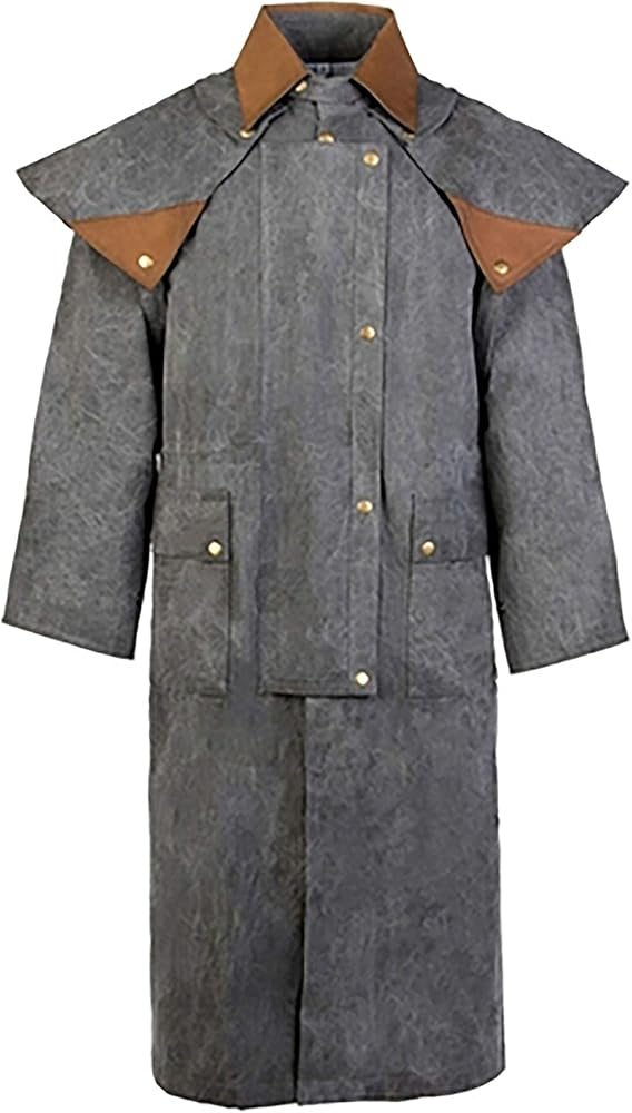 Mens Oil Cloth Oilskin Western Australian DROVER Waterproof Duster Coat Jacket 23101