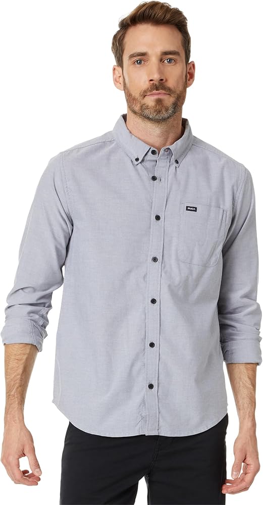 RVCA Men's Thatll Do Stretch Long Sleeve Woven Button Front Shirt