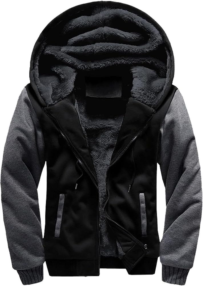 Little Beauty Hoodies for Men Zipper Jacket Fleece Sherpa Lined Winter Wool Heavyweight Sweashirts