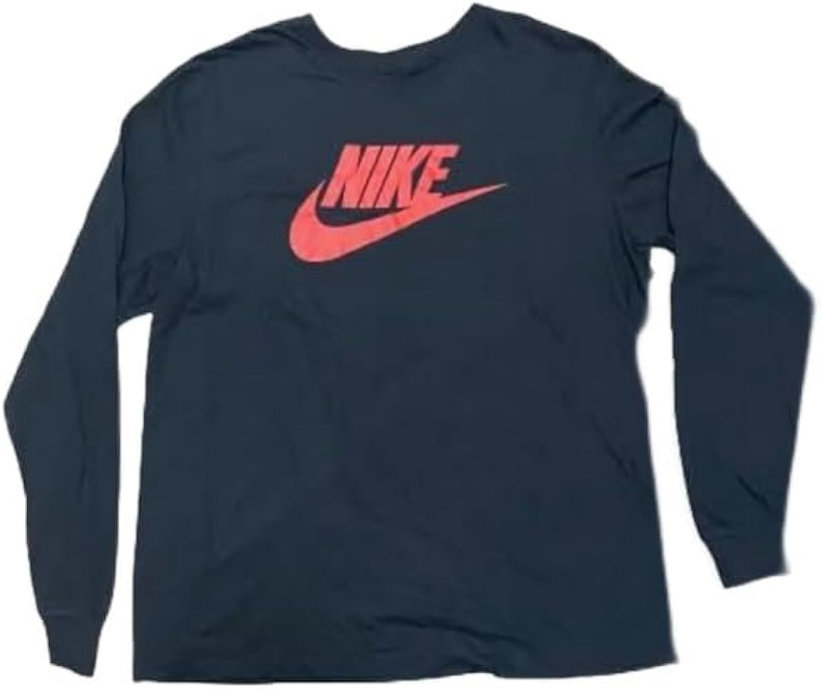 Nike Sportswear Men's Long Sleeve Graphic T Shirt (US, Alpha, X-Large, Regular, Regular, Black/Red)