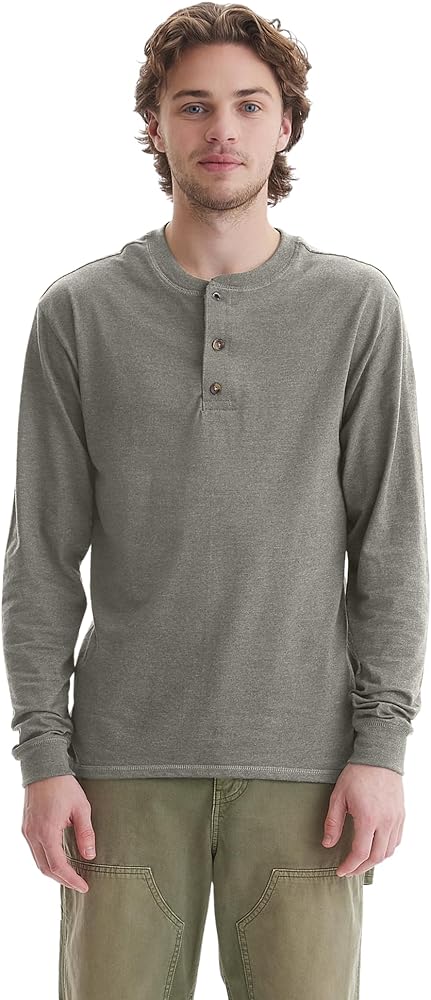 Hanes Men's T-Shirts, Men's BeefyT Henley Shirts, Men's Cotton Long Sleeve Shirts