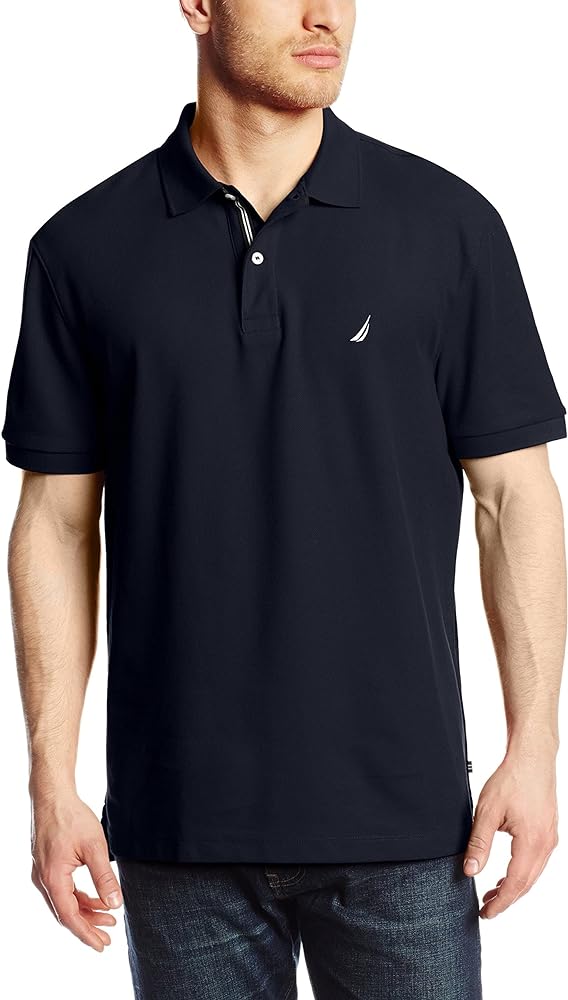 Nautica Men's Classic Short Sleeve Solid Performance Deck Polo Shirt