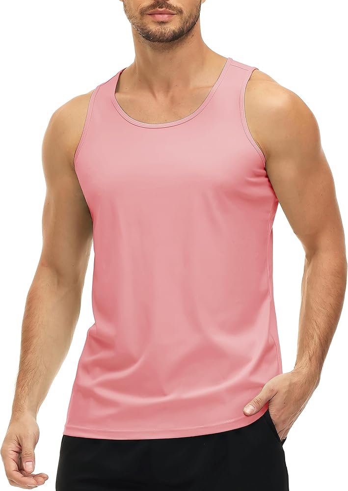 MAGCOMSEN Men's UPF 50+ Tank Top Quick Dry Summer Workout Muscle Sleeveless Shirts for Swim Beach Bodybuilding