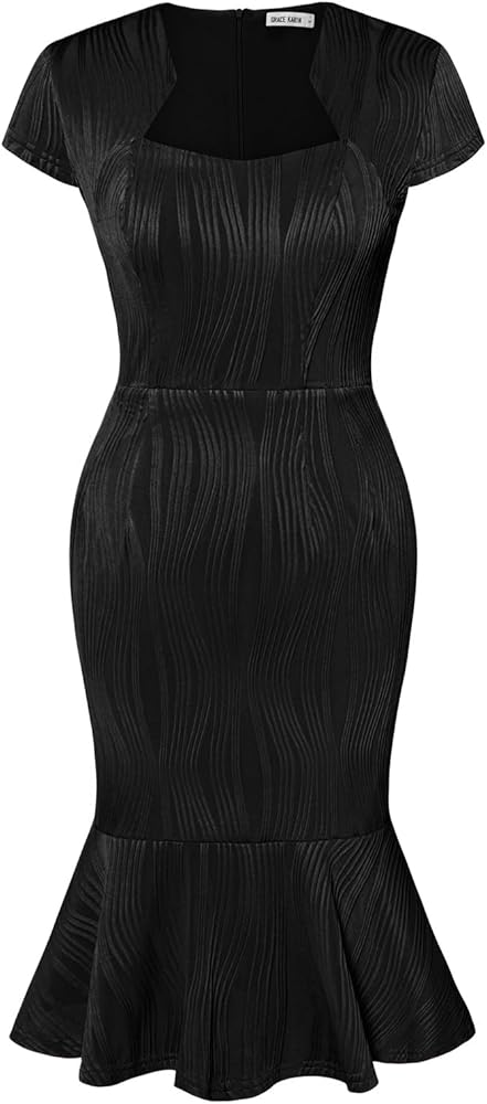 GRACE KARIN Womens Cap Sleeve Fishtail Bodycon Dress