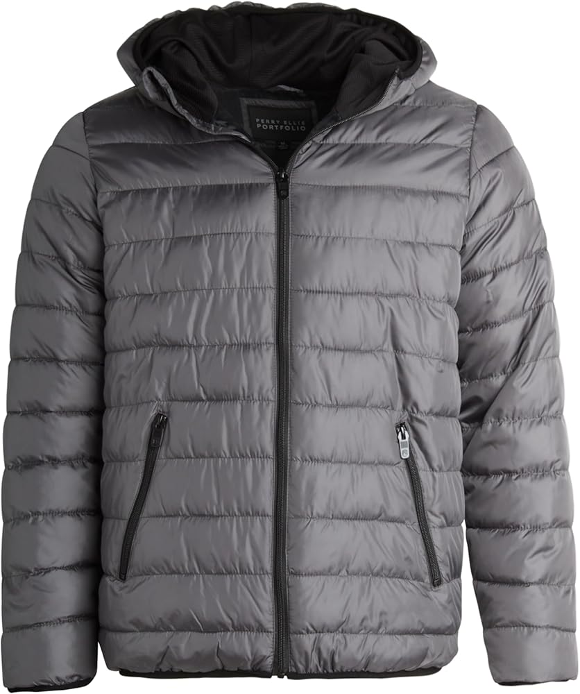 Perry Ellis Men's Winter Jacket - Quilted Bubble Puffer Windbreaker Coat (Size: S-XXL)