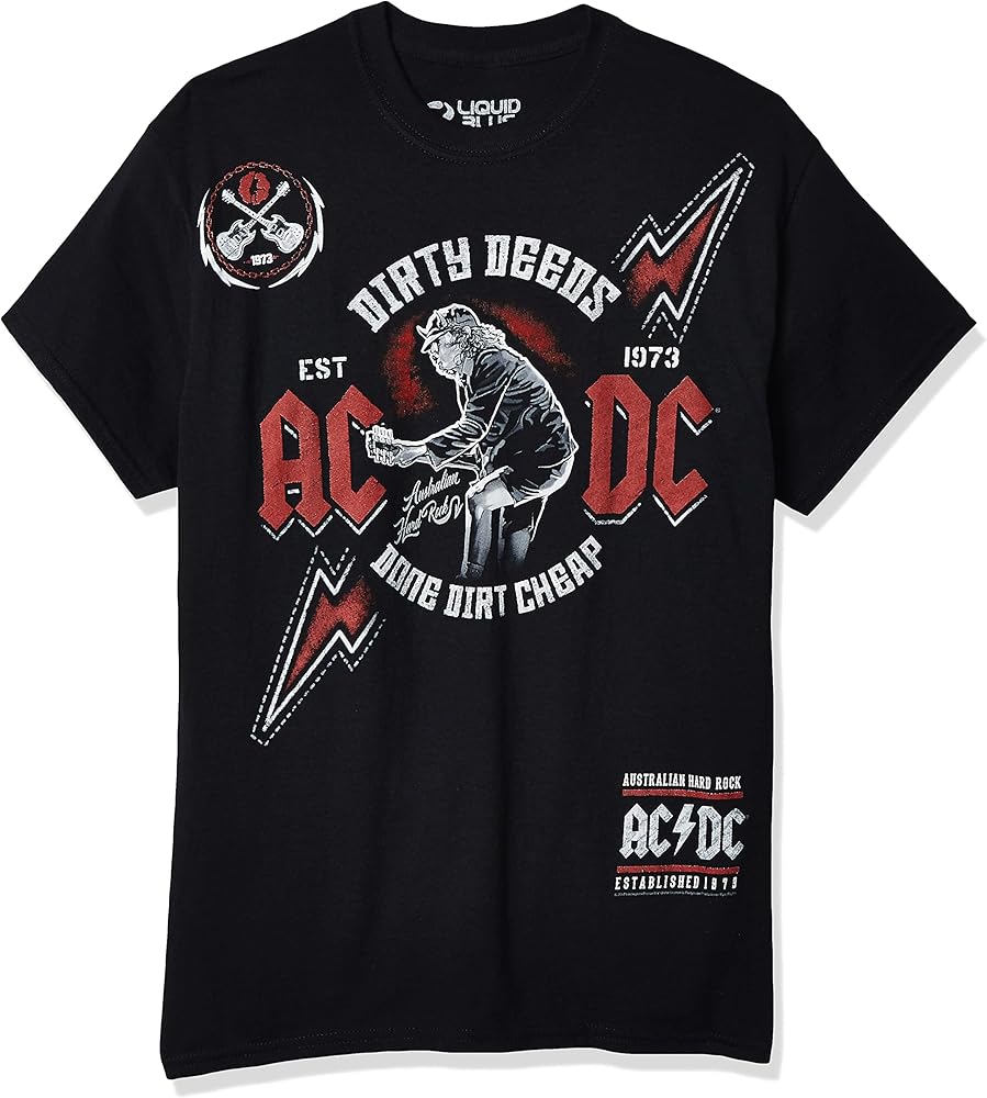 Liquid Blue Unisex-Adult Standard Ac/Dc Australian Hard Rock Dirty Deeds Short Sleeve Tee