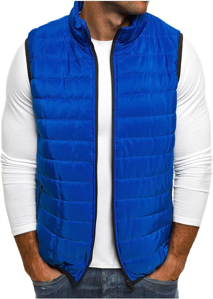 Vest for Men, Casual Lightweight Stand Collar Vest Water-Resistant Sleeveless Puffer Vest Comfortable All-match Vest