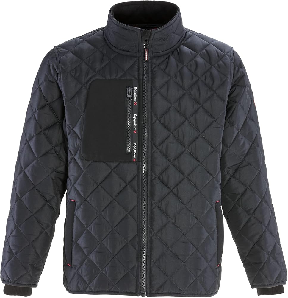 RefrigiWear Diamond Quilted Insulated Jacket with Fleece Lined Collar