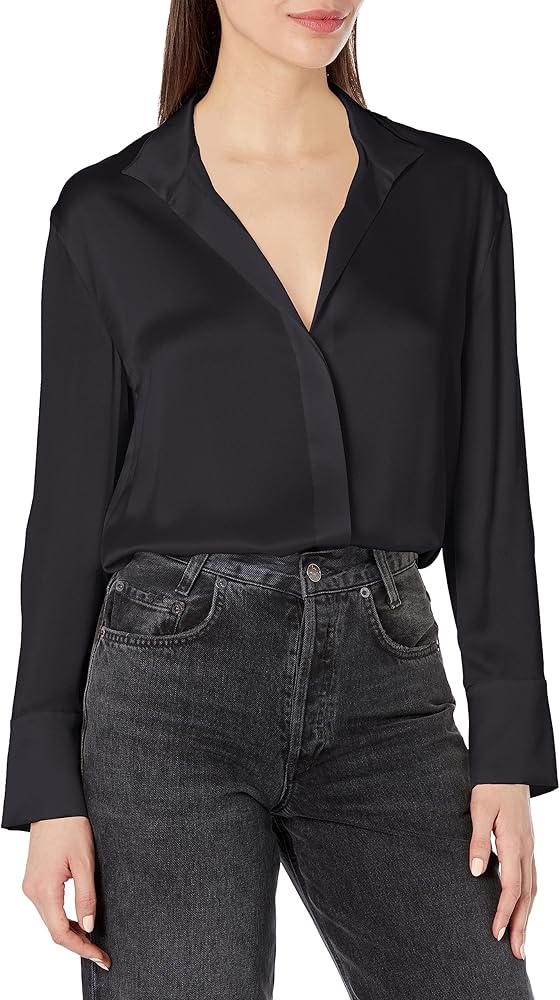 Vince Women's Long Sleeve Stand Collar Blouse