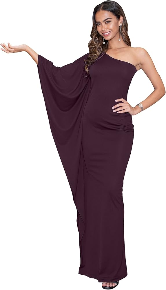 KOH KOH Womens Long Sexy One Shoulder Evening Cocktail Semi Formal Maxi Dress