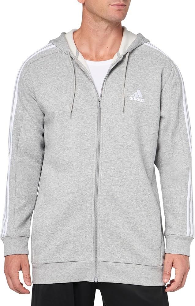 adidas Men's Essentials 3-Stripes Fleece Full-Zip Hoodie