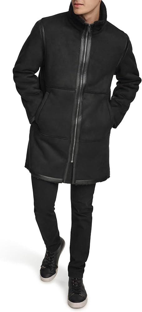 DKNY Men's Long Faux Shearling Coat