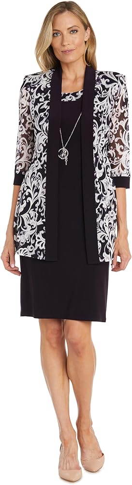 R&M Richards Womens 2PC Printed Two Piece Dress