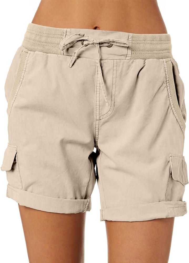 Dokotoo Womens Relaxed Fit High Waist Casual 4 Pocketed 2024 Hiking Outdoor Summer Shorts S-XL