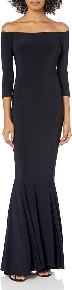 Norma Kamali Women's Off Shoulder Fishtail Gown Raw Edge