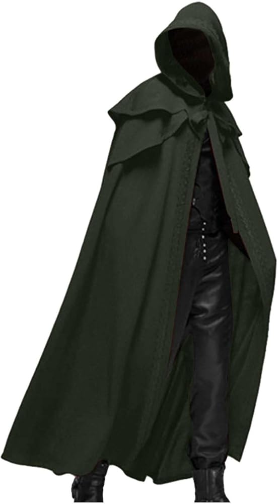 Men's Hooded Cardigan Long Cape Cloak Casual Retro Gothic Solid Color Cosplay Party Stage Outfit Tops