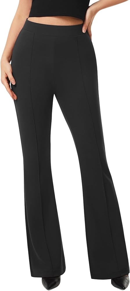 AFITNE Women's Dress Pants High Rise Flare Pants Pull On Stretchy Work Pants Business Office Casual Slacks with Pockets