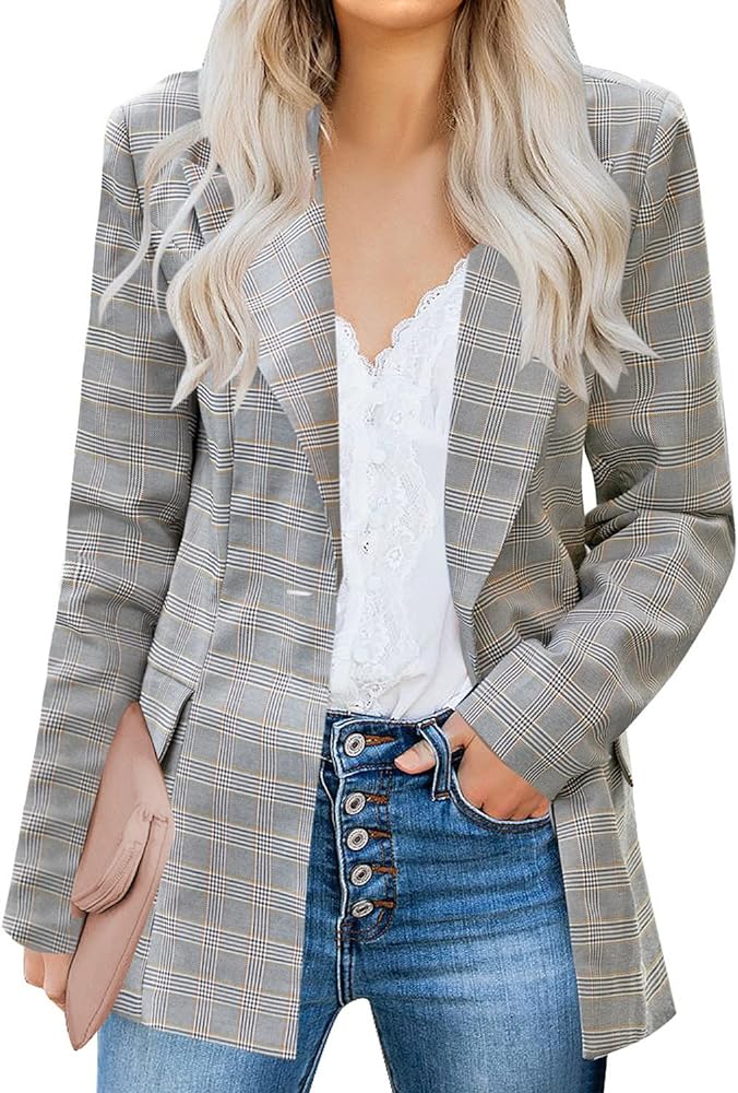 luvamia Women's Casual Long Sleeve Lapel Button Slim Work Office Blazer Jacket