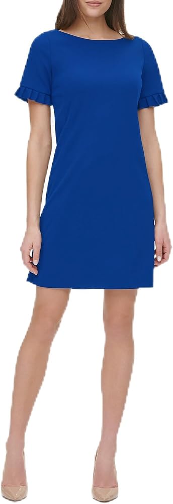 Tommy Hilfiger Women's Pleated Short Sleeve Scuba Dress