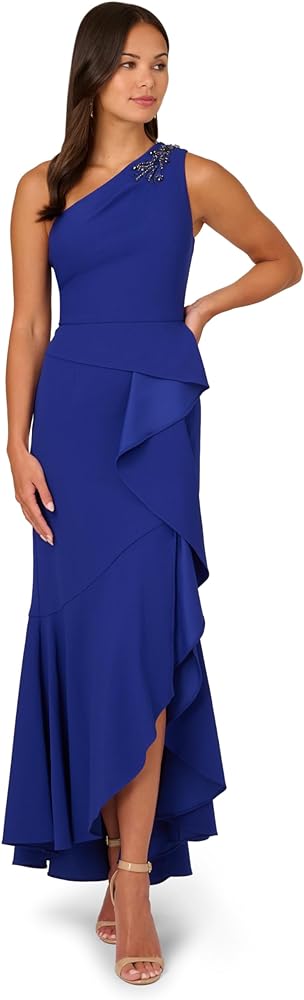 Adrianna Papell Women's Beaded Knit Crepe Gown